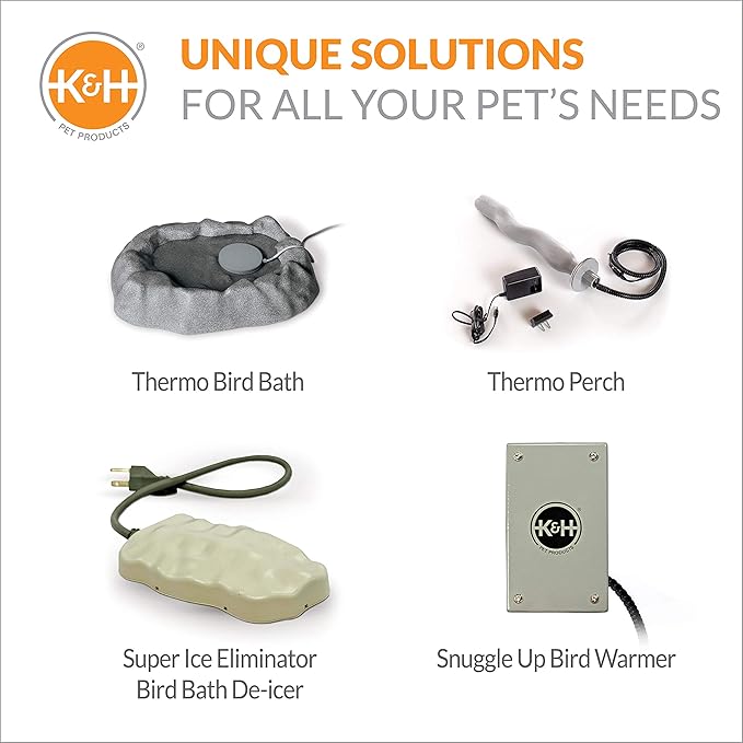 K&H Pet Products Snuggle-Up Bird Warmer, Caged Bird Heater for Medium/Large Exotic Birds Like Cockatoos, Macaws, African Grays, Bird Heater for Cage - Gray Large 4 X 7 Inches