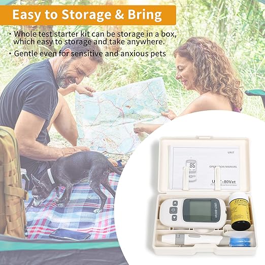 Pet Blood Glucose Meter for Dog Cat with 50 Test Strips, Blood Suger Monitor Kit,Blood Glucose Monitoring System for Dog/Cat Diabetes.
