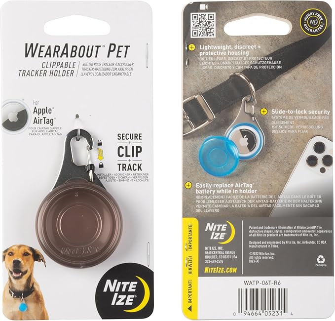 Nite Ize Wearabout Pet Clippable Tracker Holder - Smoke - 2 Count (2 Pack)