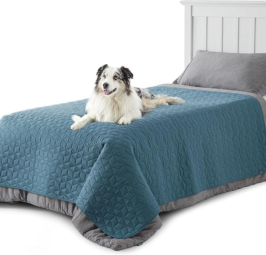 Bedsure 100% Waterproof Couch Cover for Dogs Washable - Non Slip Waterproof Blanket Large for Bed Sofa, Lightweight Furniture Protector Durable for Pet Cat Puppy with Non-slip Bottom, Blue, 52x82IN