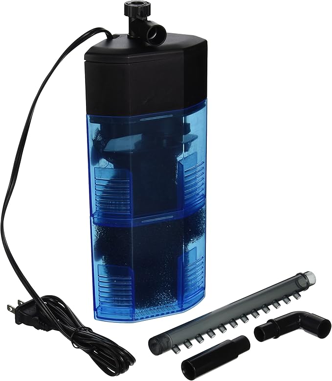 Penn-Plax Cascade 610 Fully Submersible Internal Filter for Aquarium Corners – Physical, Biological, and Chemical Filtration – 160 Gallons per Hour (GPH)