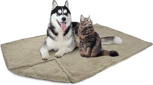 PetAmi Fluffy Waterproof Dog Blanket for Medium Large Dogs, Soft Warm Pet Sherpa Throw Pee Proof Couch Cover, Reversible Cat Bed Blanket Sofa Protector, Plush Washable Pad (Taupe Camel, 40x60)