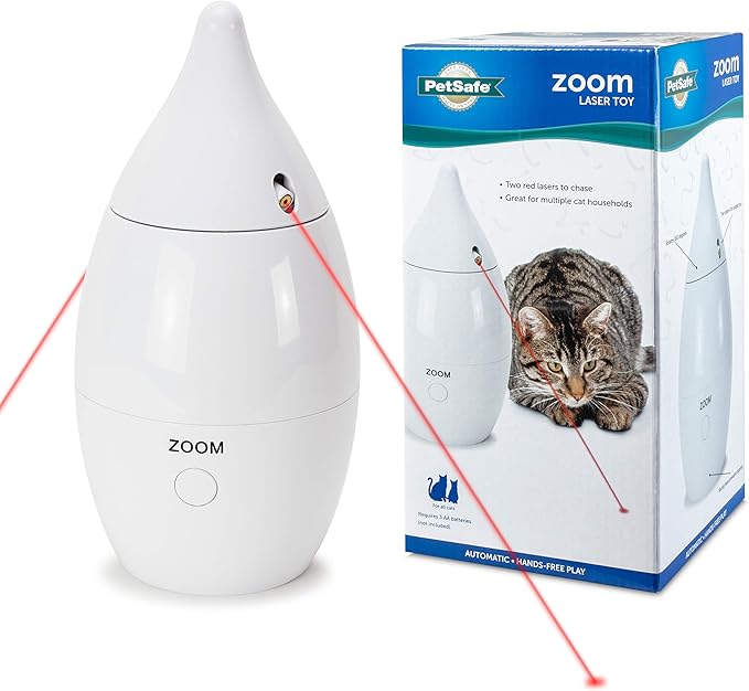 PetSafe Zoom Rotating Laser Cat Toy – Includes 2 Interactive Laser Lights