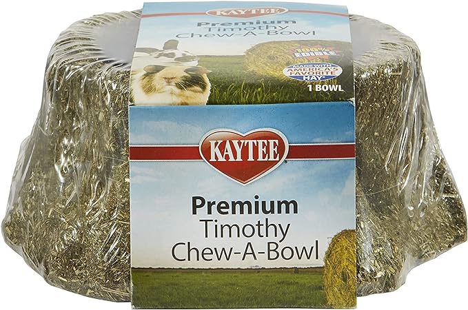 Kaytee Premium Timothy Hay Chew-A-Bowl for Rabbits, Guinea Pigs, and Chinchillas