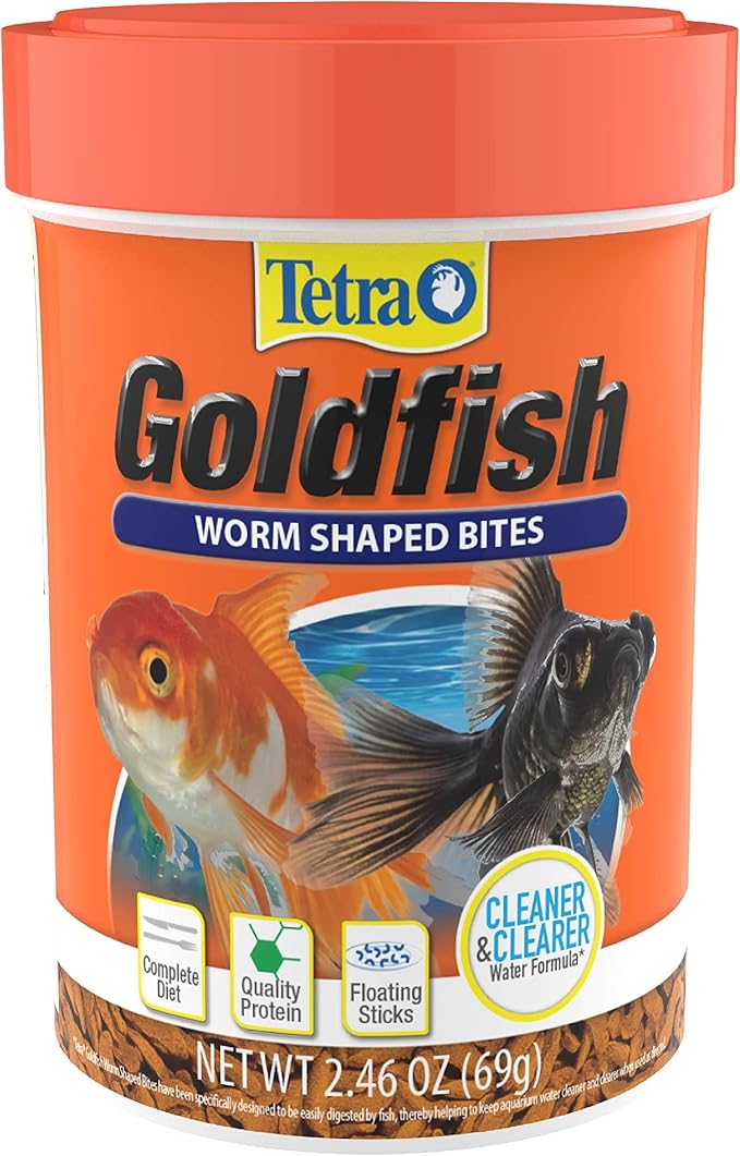 Tetra Goldfish Worm Shaped Bites Fish Food, 2.46 Oz., Complete Food for All Goldfish