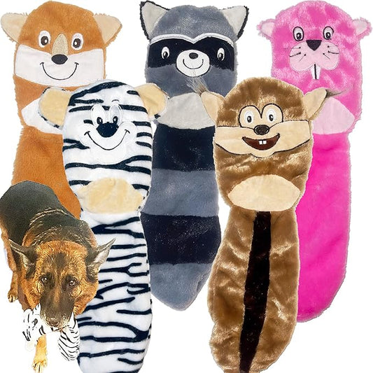 Jalousie 5 Pack Stuffingless Dog Squeaky Toys Dog Toy w/Durable Liner No Stuffing Dog Toy - Dog Toys Crinkle Paper Squeaker Toy for Medium Large Dogs (5 Pack - Color 3 - Crinkle Paper and Squeaker)