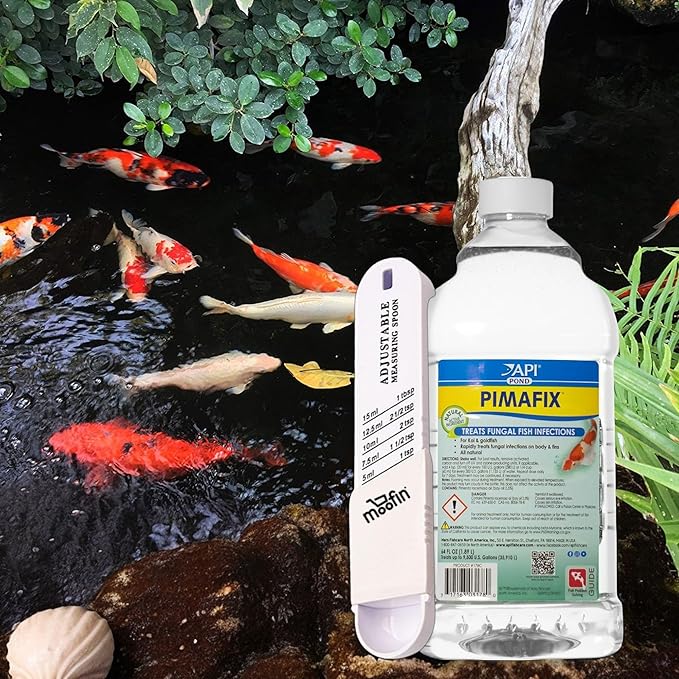 Pond Pimafix Antifungal Fish Treatment, 64 Floz- Effective Pond Fish Infection Rectify, Safe for Koi Goldfish, Bundle with Measuring Spoon, Easy-to-Use, Pond Fish Treatment, Pack of 1