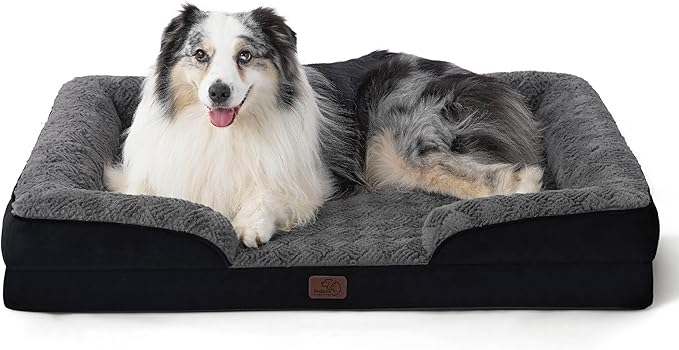 Bedsure Orthopedic Dog Bed for Extra Large Dogs - Calming XL Dog Sofa Beds with Luxurious Short Plush Washable, Pet Couch Bed with Removable Washable Cover, Waterproof Lining and Nonskid Bottom, Black