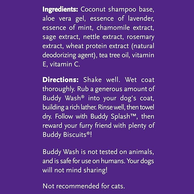 Buddy Wash 2-in-1 Dog Shampoo and Conditioner for Dog Grooming, Lavender & Mint, 16 oz. Bottle