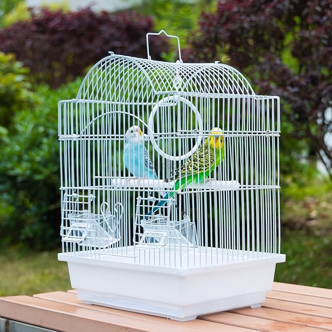 Small Bird Travel Cage-Lightweight Small Birds Starter Kit with Birdcages and Accessories Great for Parakeets Lovebirds Parrotlets Finches Canaries Removable Plastic Tray Include