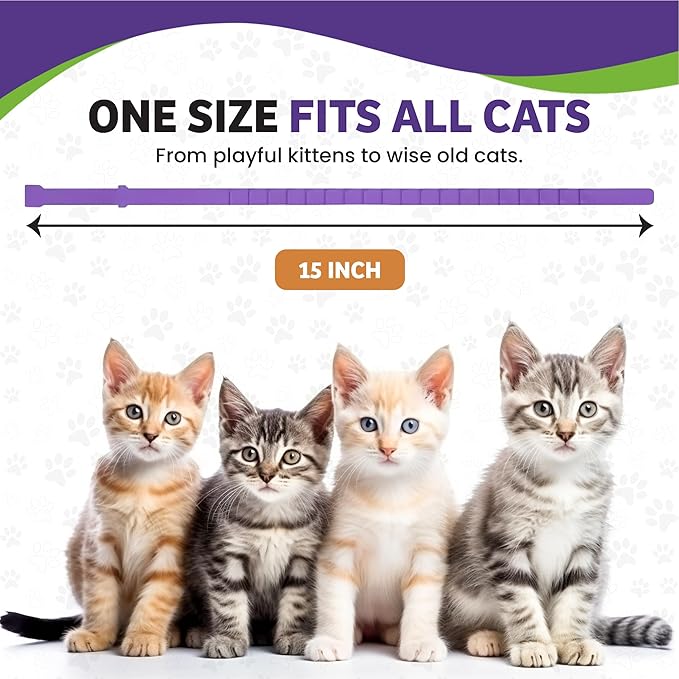 4 Pack Calming Collar for Cats, Cat Calming Collar, Calming Pheromone Collar for Cats, Cat Pheromone Collar, Cat Calming Collar for Anxiety, Efficient Relieve Anxiety Stress (4 Pack)