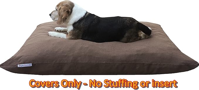 Dogbed4less Do It Yourself DIY Pet Bed Pillow Duvet Denim Cover + Waterproof Internal case for Dog/Cat at Large 48"X29" brown color - Covers only