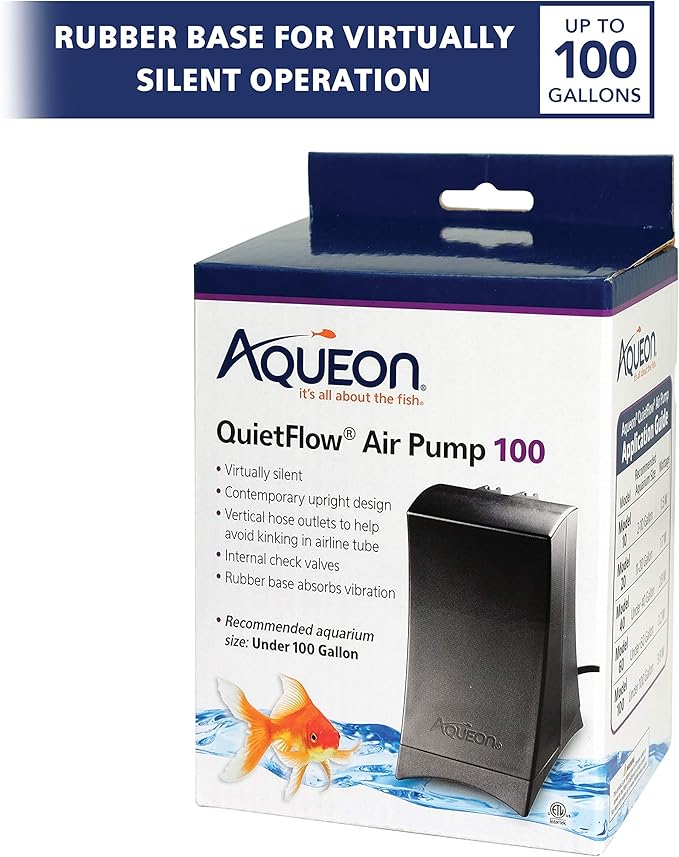 Aqueon QuietFlow Aquarium Air Pump 100, For Under 100 Gallon Tanks