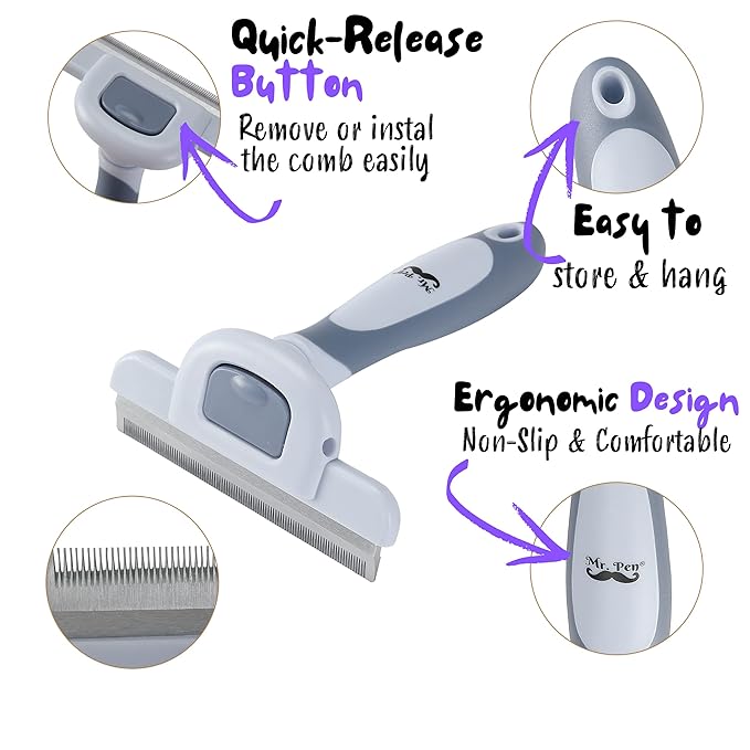 Mr. Pen- Dog Brush for Shedding, Stainless Steel Blade, Pet Grooming Brush, Dog Shedding Brush, Cat Brush for Shedding, Dog Grooming Brush, Dog Deshedding Brush, Cat Grooming Brush, Cat Shedding Brush