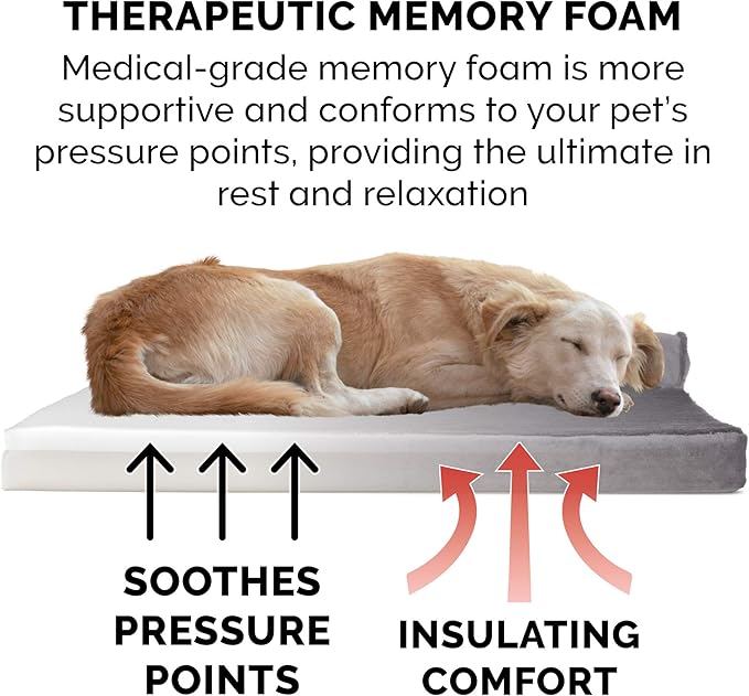 Furhaven Memory Foam Dog Bed for Large Dogs w/ Removable Bolsters & Washable Cover, For Dogs Up to 95 lbs - Plush & Velvet L Shaped Chaise - Platinum Gray, Jumbo/XL