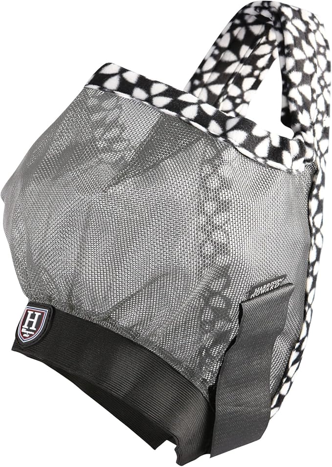 Harrison Howard Cattle Livestock Fly Mask Breathable Mesh Padded Edging with Fun Patterns Large Spacing Forelock Opening Design Adjustable Fit for Cattle Deep Grey