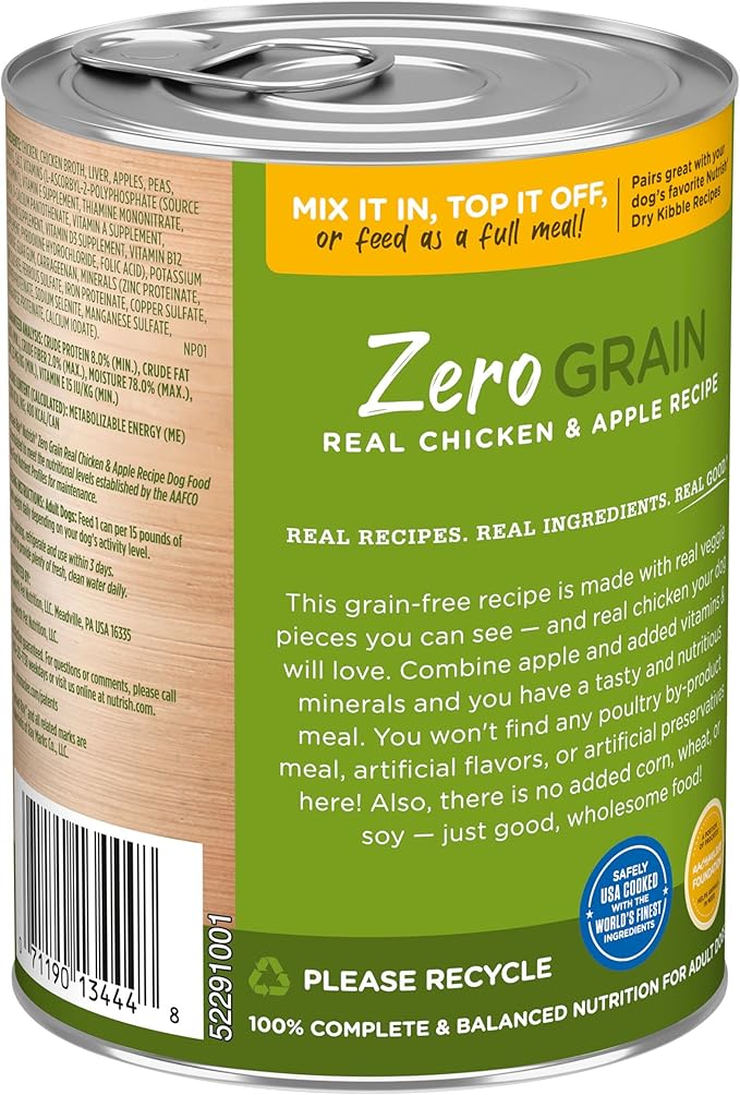 Rachael Ray Nutrish Zero Grain Premium Pate Wet Dog Food, Chicken Recipe, 13 Ounce Can (Pack of 12)