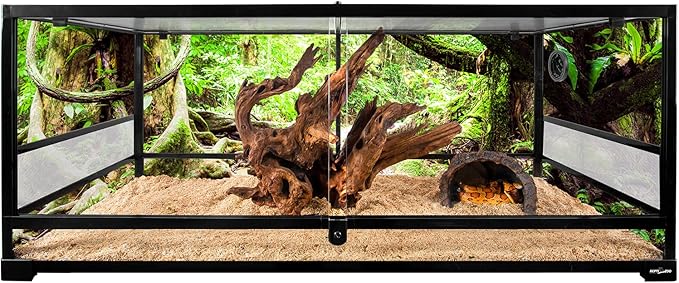 REPTI ZOO Reptile Tempered Glass Extra-Long Terrarium Habitats 48" x 18" x 18" Reptile Amphibians Large Enclosure for Snake/Bearded Dragon/Lizard ect.