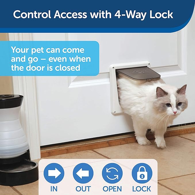 PetSafe Interior Cat Door: 4-Way Locking, Indoor Pet Door Flap - Tinted Privacy Door for Cat Litter Box or Pet Feeder, Built-in Door Lock, Durable Door Frame, DIY Easy Install, Hardware Kit Included