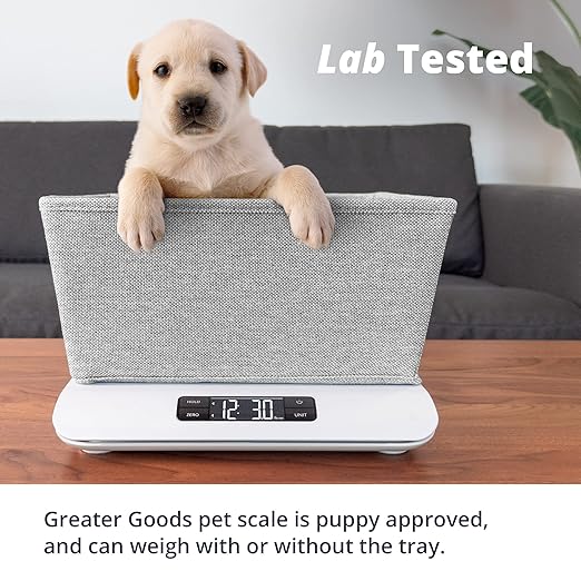 Greater Goods Digital Pet Scale, Accurately Weigh your Kitten, Rabbit, or Puppy with a Wiggle-Proof Algorithm, Great Option as a Scale for Small Animals, Designed in St. Louis