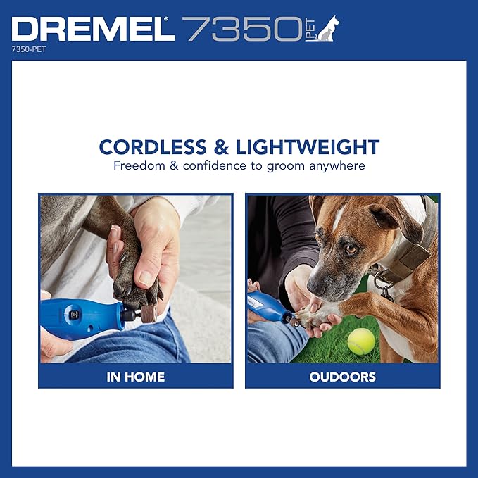 Dremel 7350-PET 4V Pet & Dog Nail Grinder, Easy-To-Use & Safe Nail Trimmer, Professional Pet Grooming Kit - Works on Large, Medium, Small Dogs & Cats