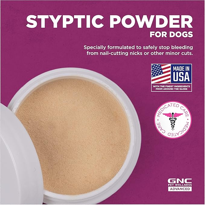 GNC Pets Advanced Styptic Powder for Dogs | Styptic Powder for Dogs, Use for Nail Clipping | Stop Bleeding with Styptic Powder for Dogs | Dog Styptic Powder, 0.5 oz