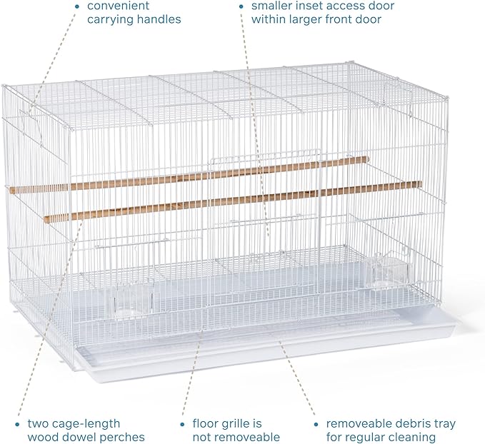 Prevue Pet Products Flight Cage Metal Steel Bird Crate, Multi-Bird Home Stackable Cage for Birds, Home Crate for Extra-Small Pet Parakeets, Finches, and More, White