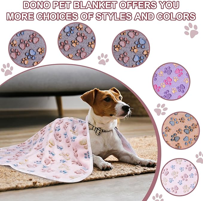 Dono 1 Pack 3 Dog Blankets, Soft Fluffy Fleece Pet Blanket Warm Sleep Mat Paw Print Design Puppy Kitten Throw Blanket Doggy Mat, Blanket for Dogs