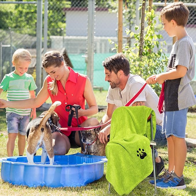 Extra Large Dog Towels for Drying Dogs - Pack of 2 - Super Absorbent Soft Microfiber Pet Bath Grooming Towel for Dogs and Cats & Other Pets (XL-55" * 36", Green and Gery)