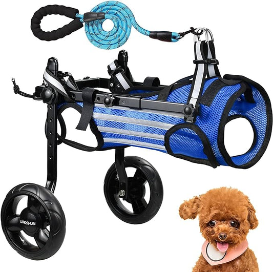 2024 Upgraded Dog Wheelchair for Back Legs Small Wheelchair for Dogs with Disabled Hind Legs Walking Adjustable Dog Carts with Heavy duty Wheels & Patented