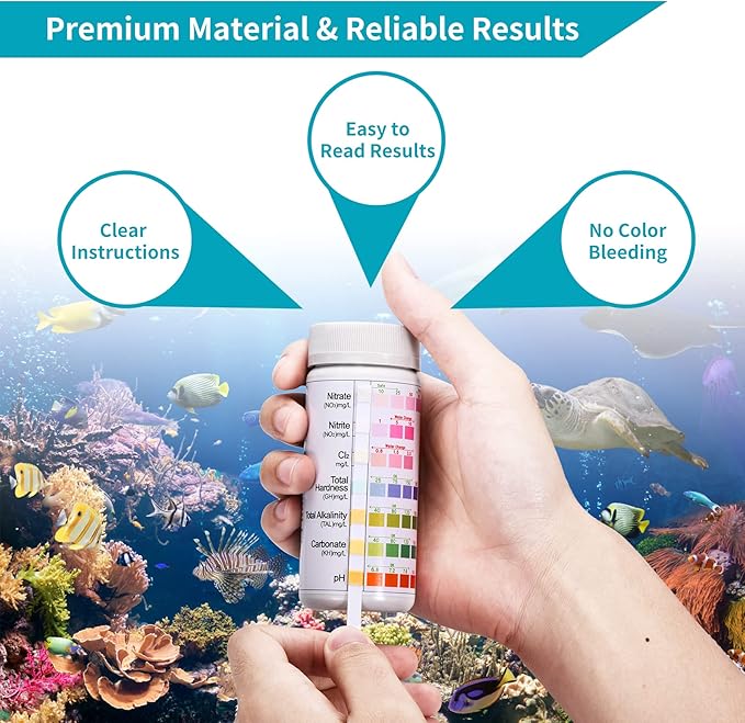 Aquarium Test Strips for Fish Tank: 7-Way 150 Strips Aquarium Water Test Kit Freshwater Testing pH Nitrate