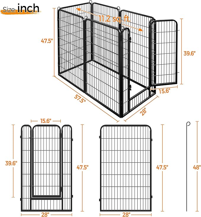 Yaheetech Dog Playpen Outdoor, 6 Panel Dog Fence 47" Indoor Pet Pen for Large/Medium/Small Dogs Heavy Duty Pet Exercise Pen for Puppy/Rabbit/Small Animals Portable Playpen for RV Camping Garden Yard