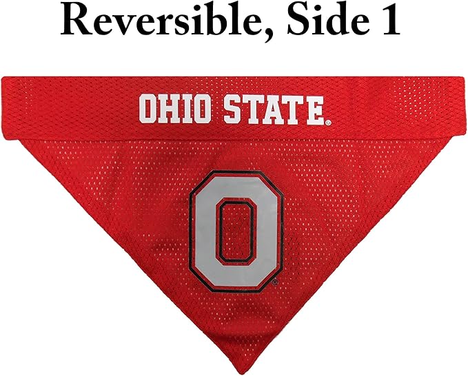 Pets First Collegiate Pet Accessories, Reversible Bandana, Ohio State Buckeyes, Small/Medium,Red/White