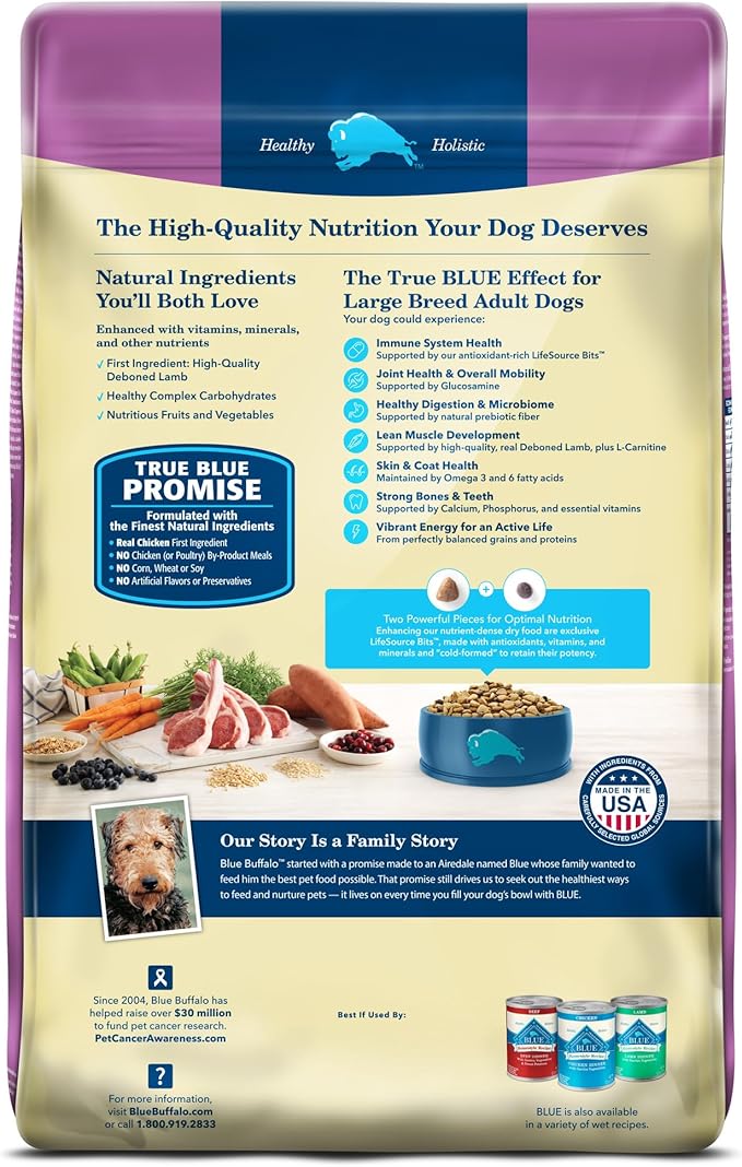 Blue Buffalo Life Protection Formula Large Breed Adult Dry Dog Food, Promotes Joint Health and Lean Muscles, Made with Natural Ingredients, Lamb & Brown Rice Recipe, 30-lb. Bag