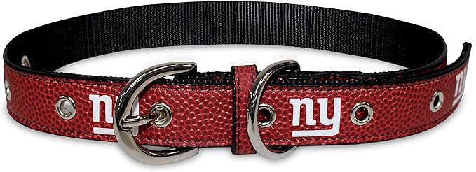 Pets First Tough Leather Pet Collar NFL New York Giants Premium Dog Collar, Limited Edition, Size Large. Best & Strongest Heavy-Duty Dog Collar!, Large (20-29"" Long & 1"" Wide) (NYG-3081-LG)