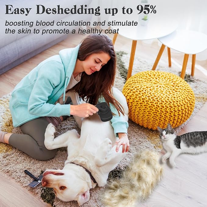 Self Cleaning Shedding Brush for Dogs & Cats, Skin Friendly Cat Brush, Dog Grooming Brush, Dog Brush for Shedding, Deshedding Brush, Puppy Brush Hair Brush for Haired Dogs, Black