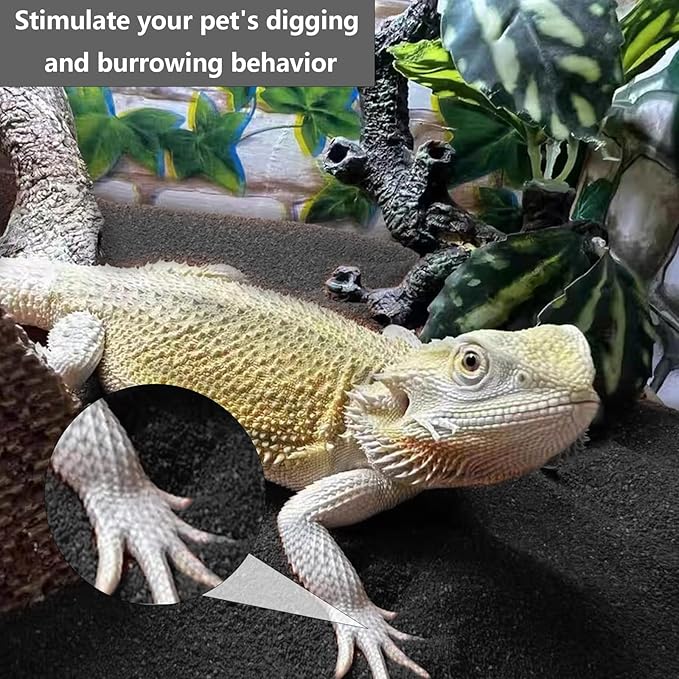 BNOSDM Reptile Sand Bearded Dragons Substrate Sands Lizard Terrarium Bedding Desert Blend for Snakes Geckos Chameleon Tortoise Frogs Scorpion Invertebrates Amphibian(Black)