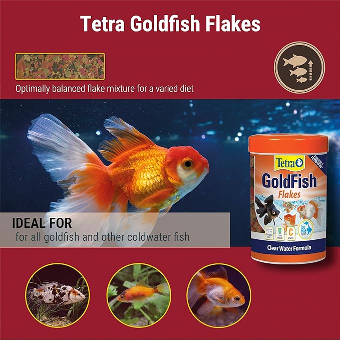 Tetra Goldfish Flakes, Nutritionally Balanced Diet For Aquarium Fish, Vitamin C Enriched Flakes, 1 oz