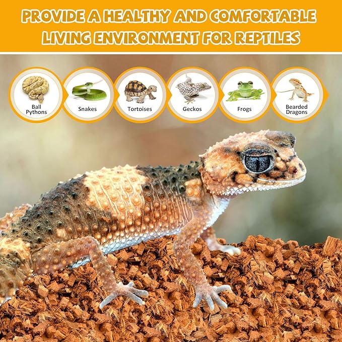 Legigo 10LBS Coconut Chip Substrate for Reptiles, 72QT Natural Coco Husk Chip Reptiles Bedding, Compressed Coconut Chip Substrate for Snake, Tortoise, Ball Python, Gecko, Lizard Terrarium Tanks