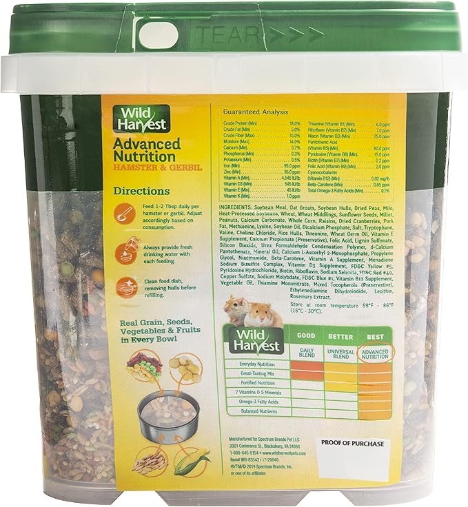 Wild Harvest WH-83543 Wild Harvest Advanced Nutrition Diet for Hamsters or Gerbils, 4.5-Pound