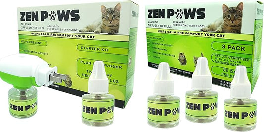Kit - No Scent - 1 Diffuser + 5 Diffuser Cat Relaxant Refills + - Compatibility : Refills fit and are Compatible with All Major Brand diffusers. Comfort Zone, ThunderEase, Relaxivet and Others