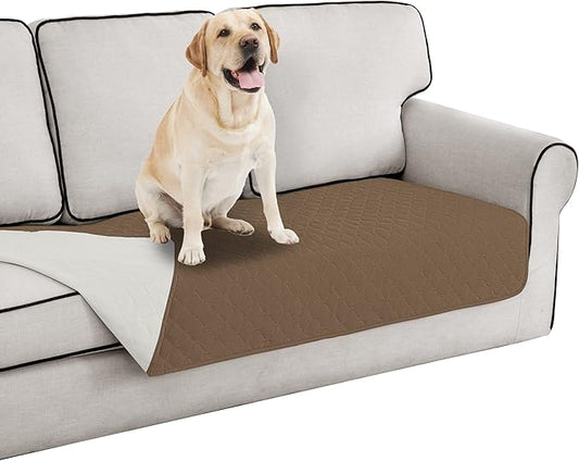 Easy-Going 100% Waterproof Dog Bed Cover Reversible Leak Proof Couch Cover Washable Sofa Cover Furniture Protector Blanket for Pets Kids Children Dog Cat (30x70 Inch, Camel/Ivory)