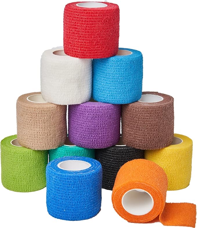 Self Adhesive Bandage Wrap, Vet wrap 2 inch, Vet Wrap for Dogs, Bandages Wrap for Human or Pets, 12 Pack
