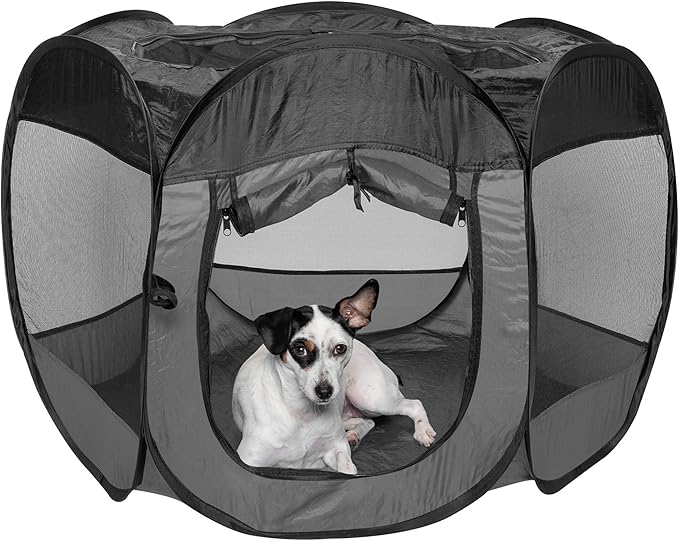 Furhaven Pop Up Playpen Pet Tent Playground - Gray, Medium