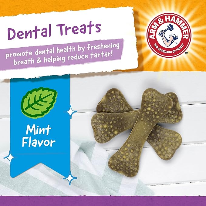 Arm & Hammer for Pets Nubbies Dental Treats for Dogs | Dental Chews Fight Bad Breath, Plaque & Tartar Without Brushing | Mint Flavor, 8 Count, 24 Pack, Size Large