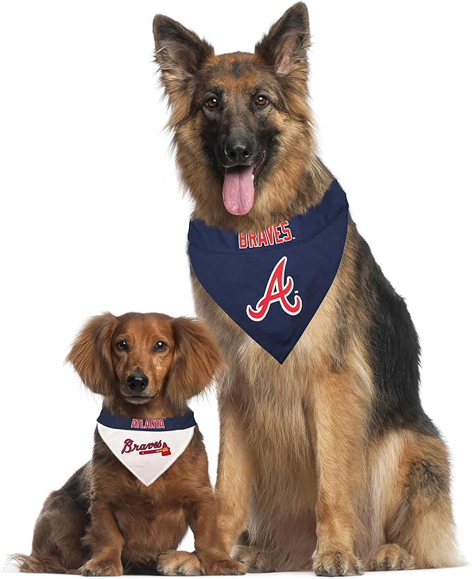 Pets First BRV-3217-S-M MLB Dog Bandana - Atlanta Braves Reversible Pet Bandana, Small/Medium, MLB Team Color