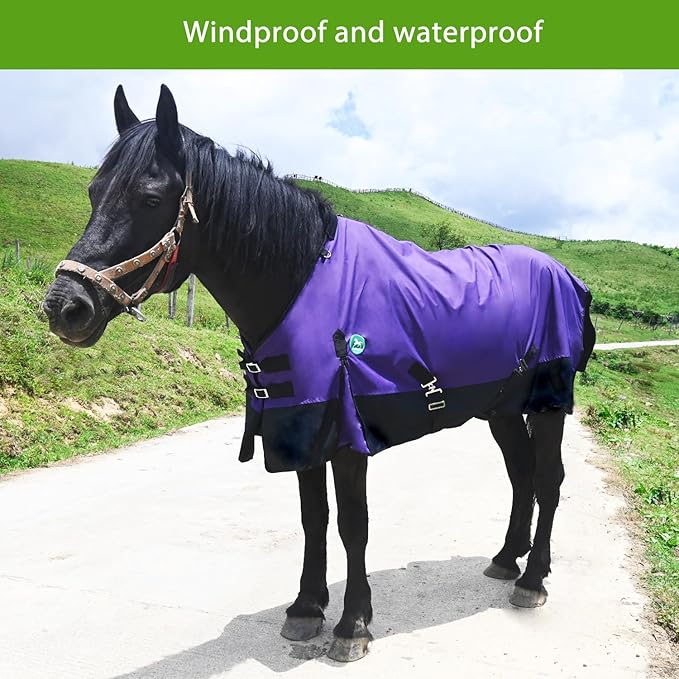 Waterproof and Breathable Horse Sheet|Horse Blankets for Real Horses|Adjustable with Tail Rainy Day Choices for Horses(78", Purple)