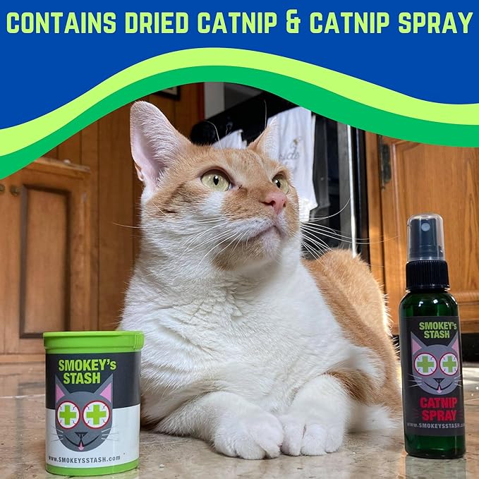 Smokey's Stash Cat Catnip Spray and Dried Organic Catnip combo maximum potency cat nip bundle