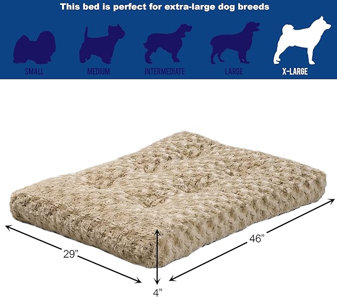 MidWest Homes for Pets Deluxe Dog Beds | Super Plush Dog & Cat Beds Ideal for Dog Crates | Machine Wash & Dryer Friendly, 1-Year Warranty, Mocha, 46.0" L x 28.0" W x 3.0" Th