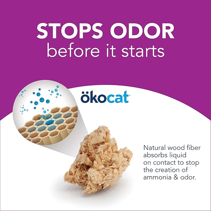 ökocat Less Mess Natural Wood Clumping Cat Litter Mini-Pellets, Great for Long-Hair Breeds, Medium, 14.8 lbs. (Packaging may vary)